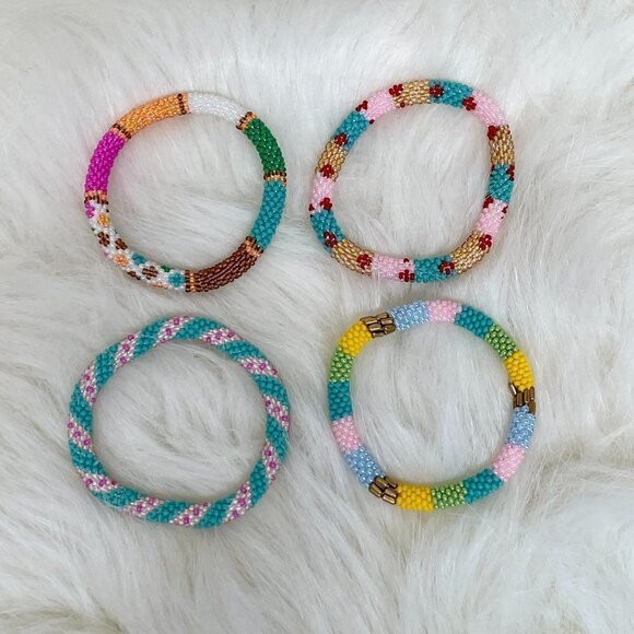 HAND CRAFTED in Nepal Beaded Bracelets (set of 4) #1006 - Picture 3 of 8